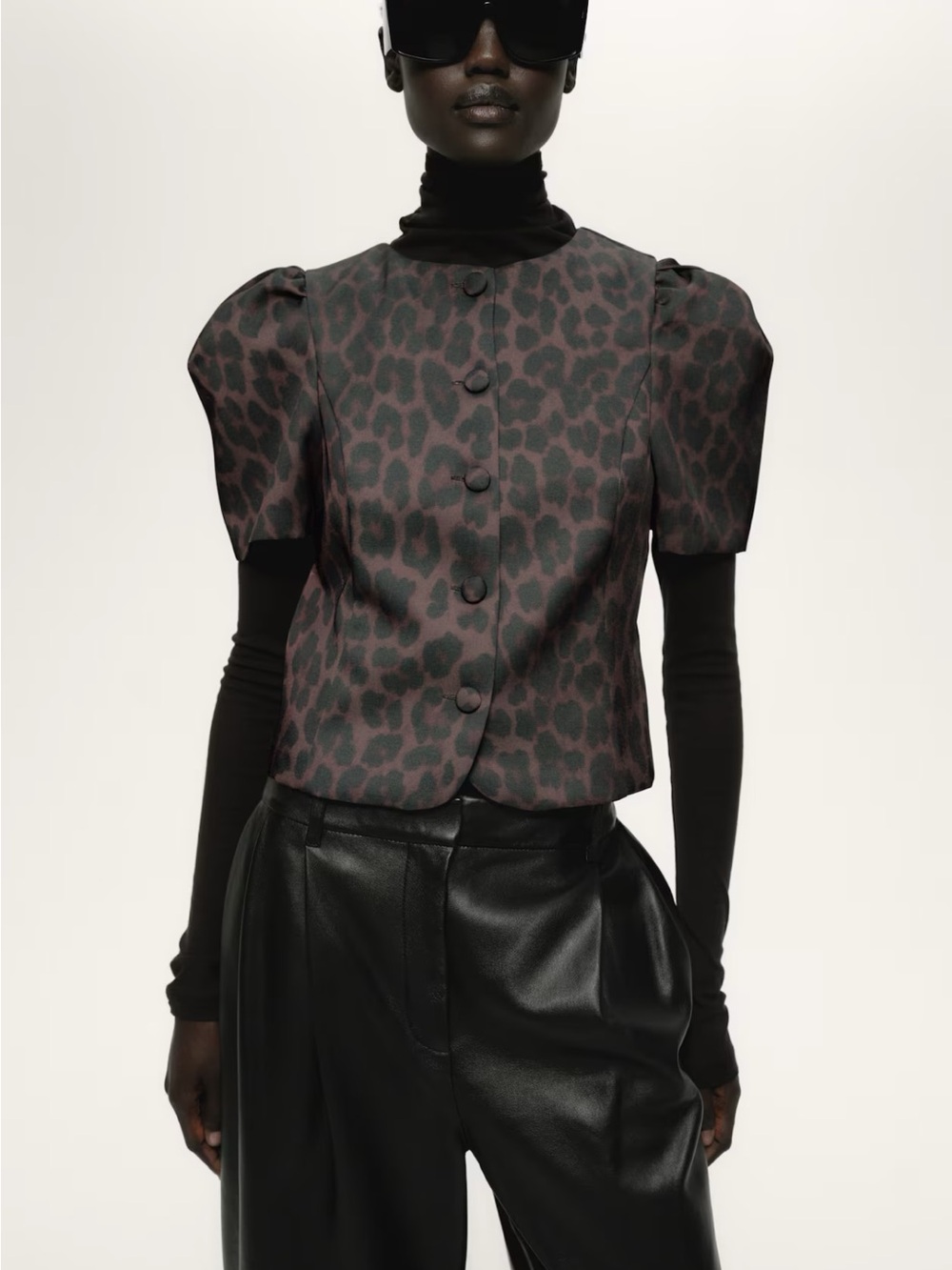 H&M Leopard-Print Puff Sleeve Blouse